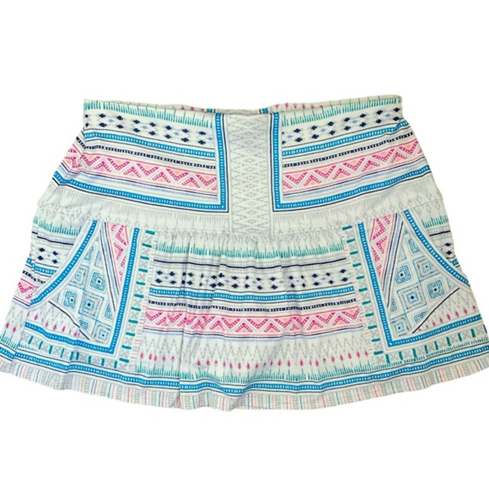 Lucky in Love Boho Skort - L white , blue , pink.  Polyester spandex